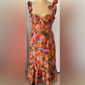 FARM Rio mango and macaws maxi dress size XL new with tags